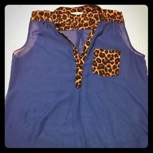 Royal Blue & Leopard Top